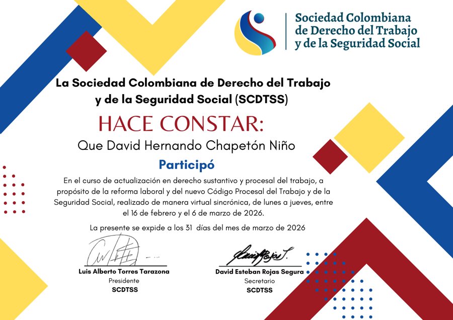 Certificado curso de actualización en derecho sustantivo y procesal del trabajo 2026